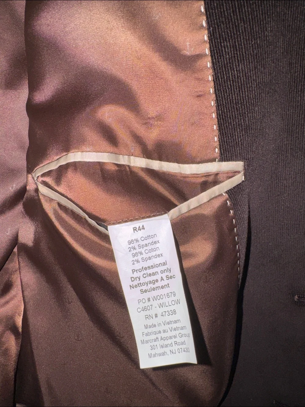 Tommy Hilfiger suit coat blazer sports brown velvet corduroy 44R